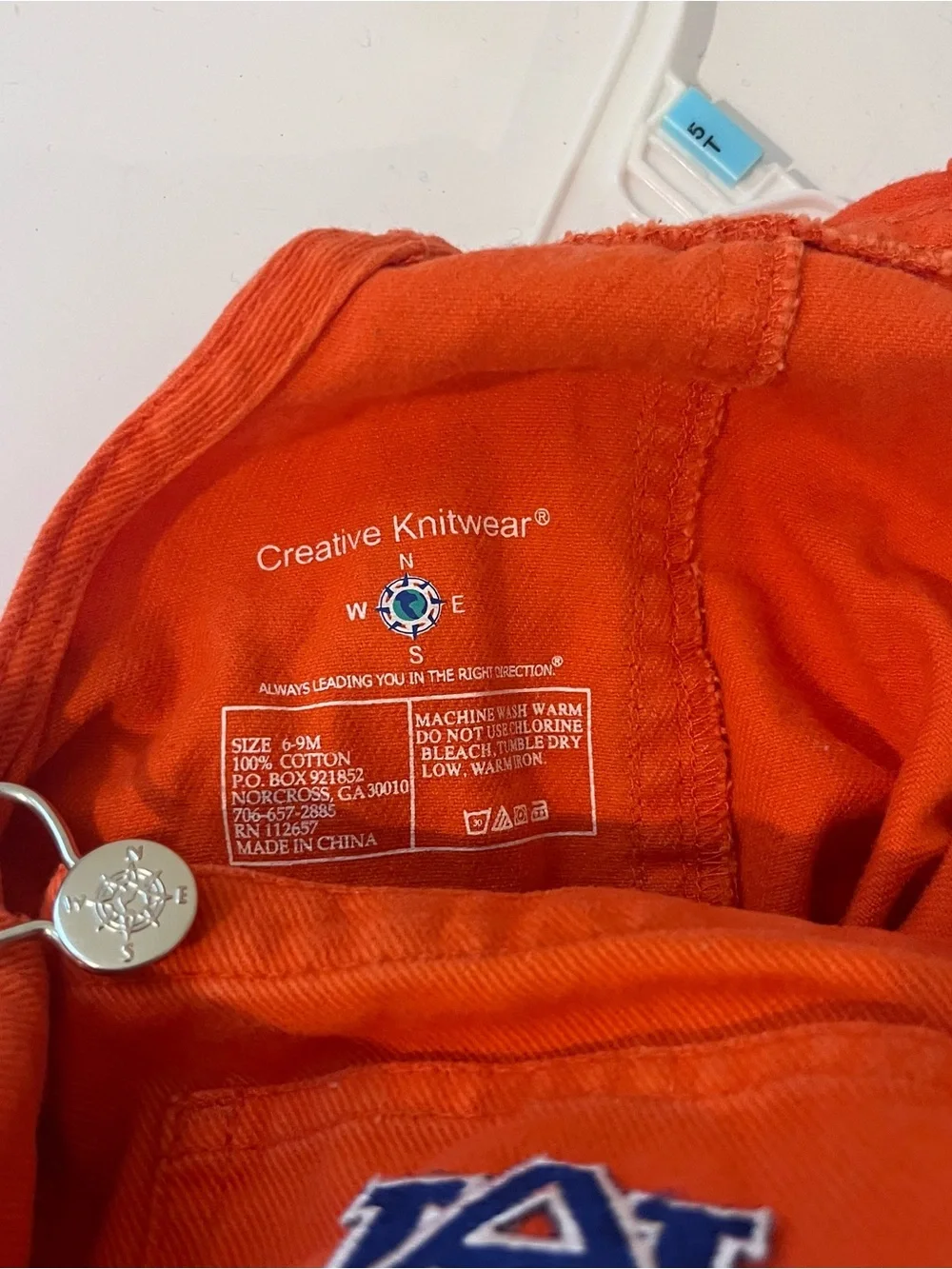 Auburn Tigers Baby Overalls With AU 6-9m Orange Collegiate Sports
